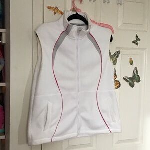 White Vest with Pink and Gray Accents